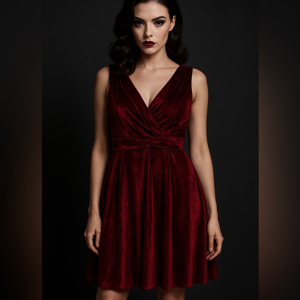 Grace Karin Velour Red Mini Dress Women's XL Holiday Party Formal Guest Vampire